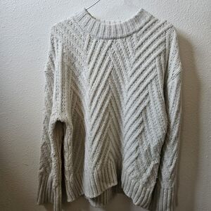 a new day Cream Cable Stitch Crewneck Sweater